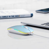 Wireless Bluetooth Mouse, Rechargeable, LED, Silent, Ultra-thin Design