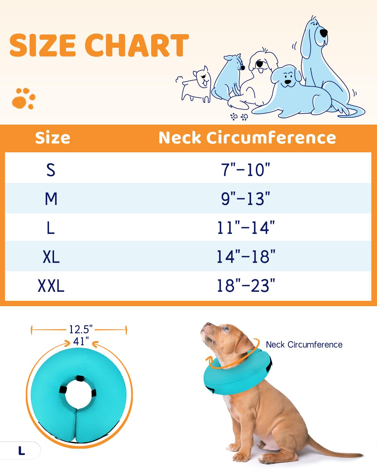 Super Inflatable Dog Cone Collar for Small Puppies Cats