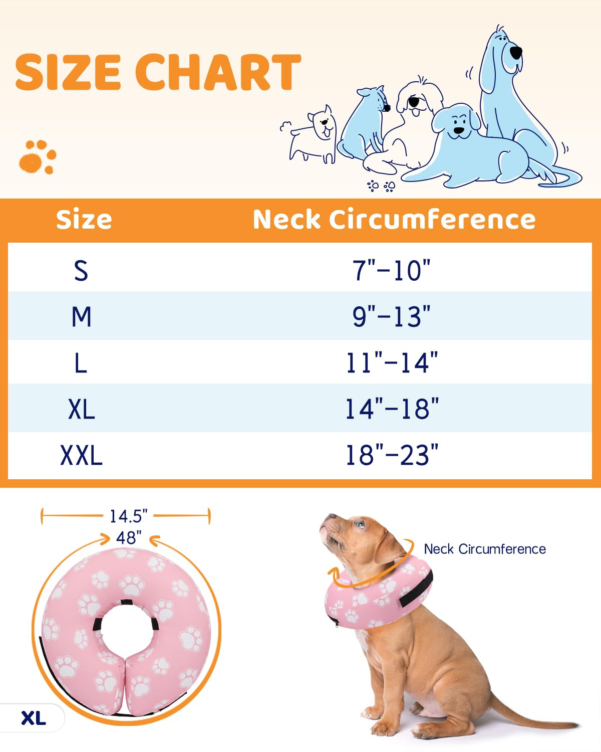 Super Inflatable Dog Cone Collar for Small Puppies Cats
