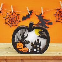 FOIMAS Light-Up Halloween Wooden Pumpkin Sign