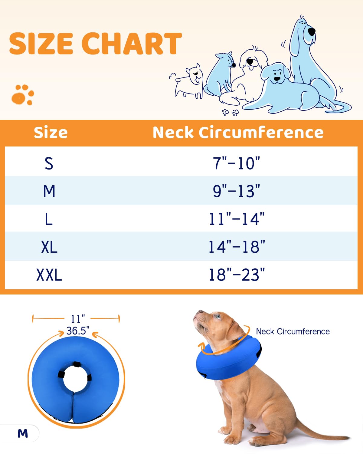 Super Inflatable Dog Cone Collar for Small Puppies Cats