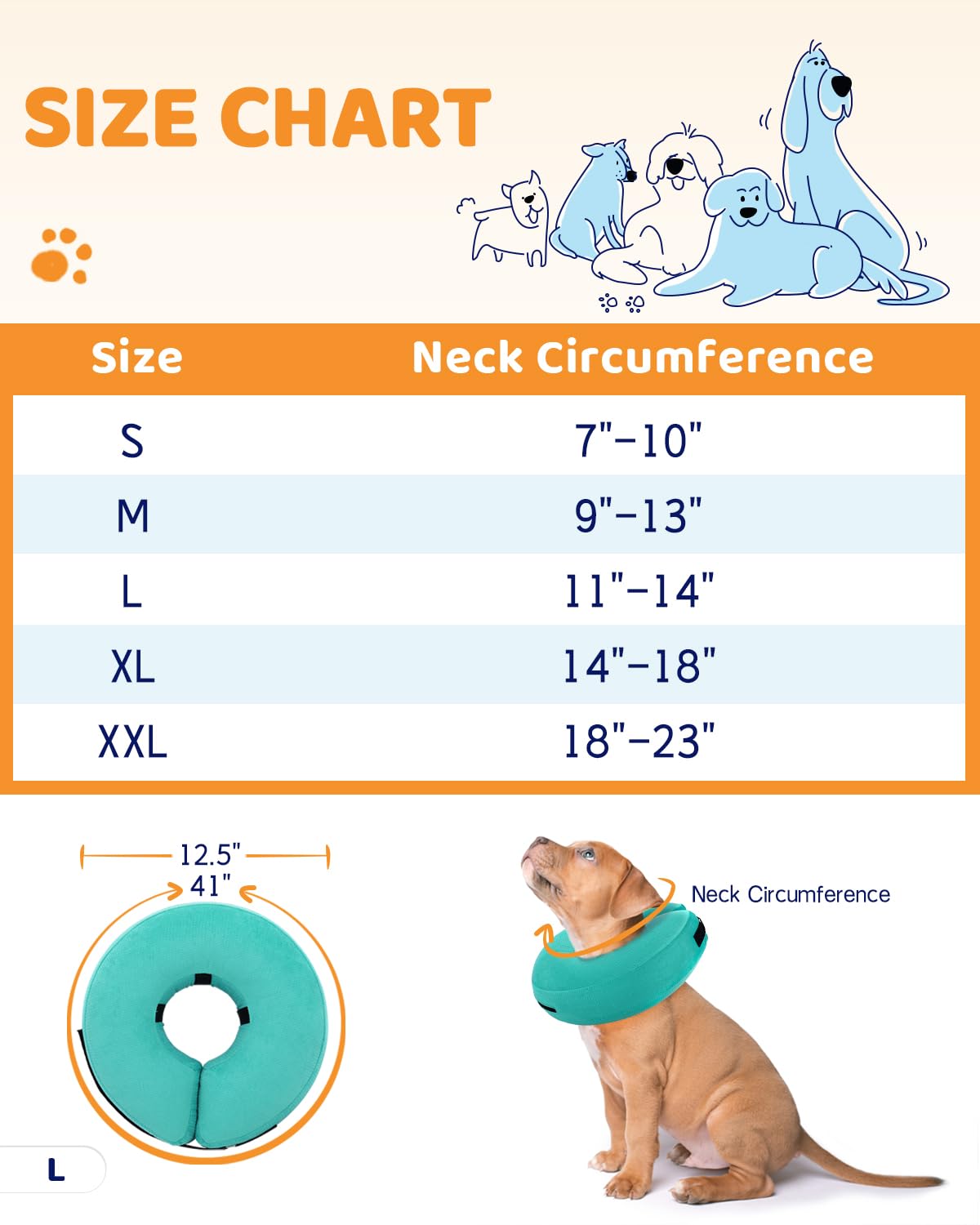 Super Inflatable Dog Cone Collar for Small Puppies Cats