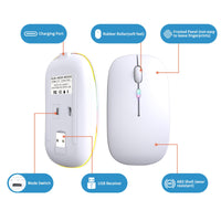 Wireless Bluetooth Mouse, Rechargeable, LED, Silent, Ultra-thin Design