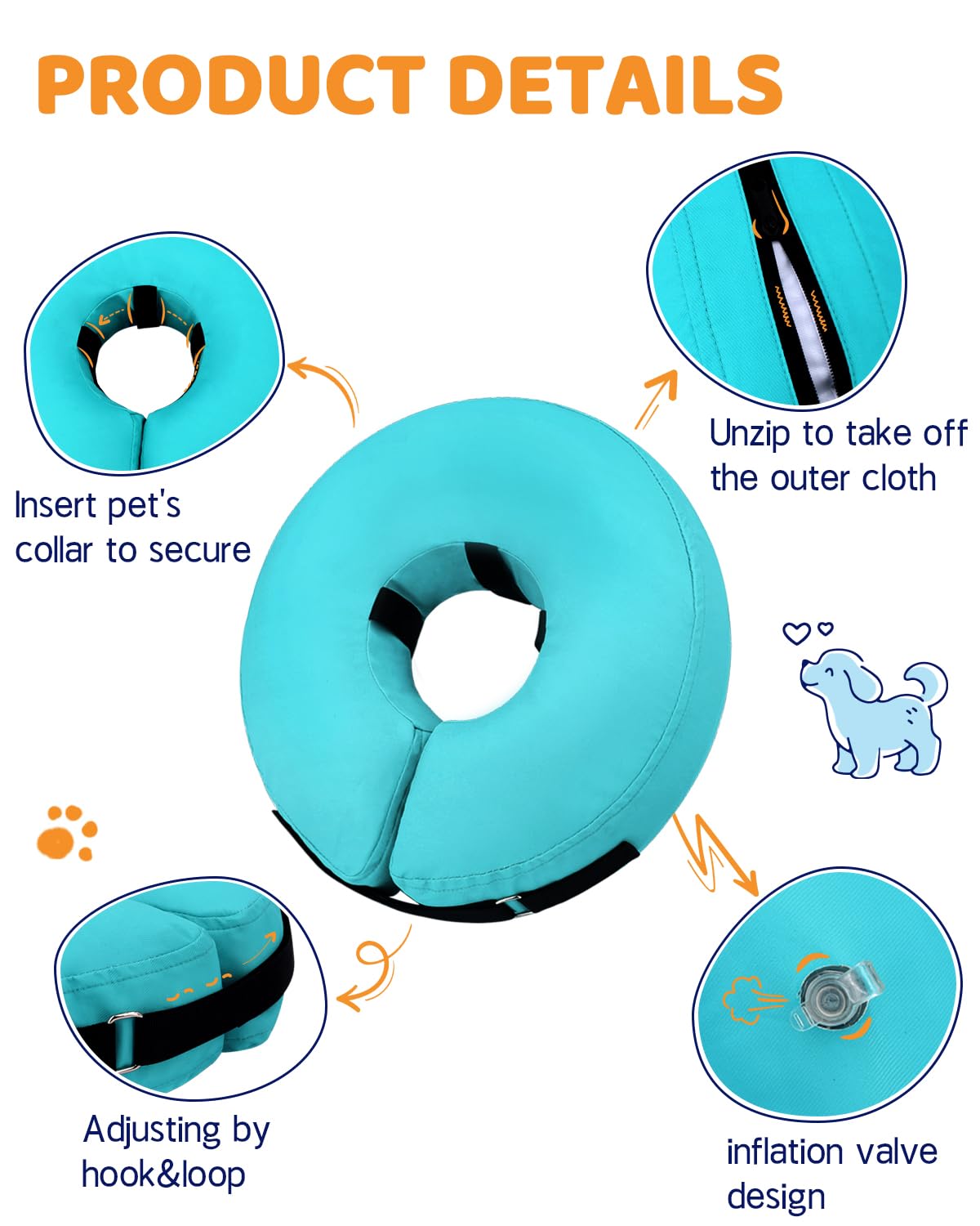 Super Inflatable Dog Cone Collar for Small Puppies Cats