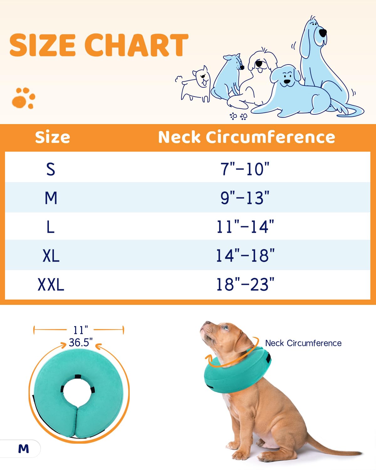 Super Inflatable Dog Cone Collar for Small Puppies Cats