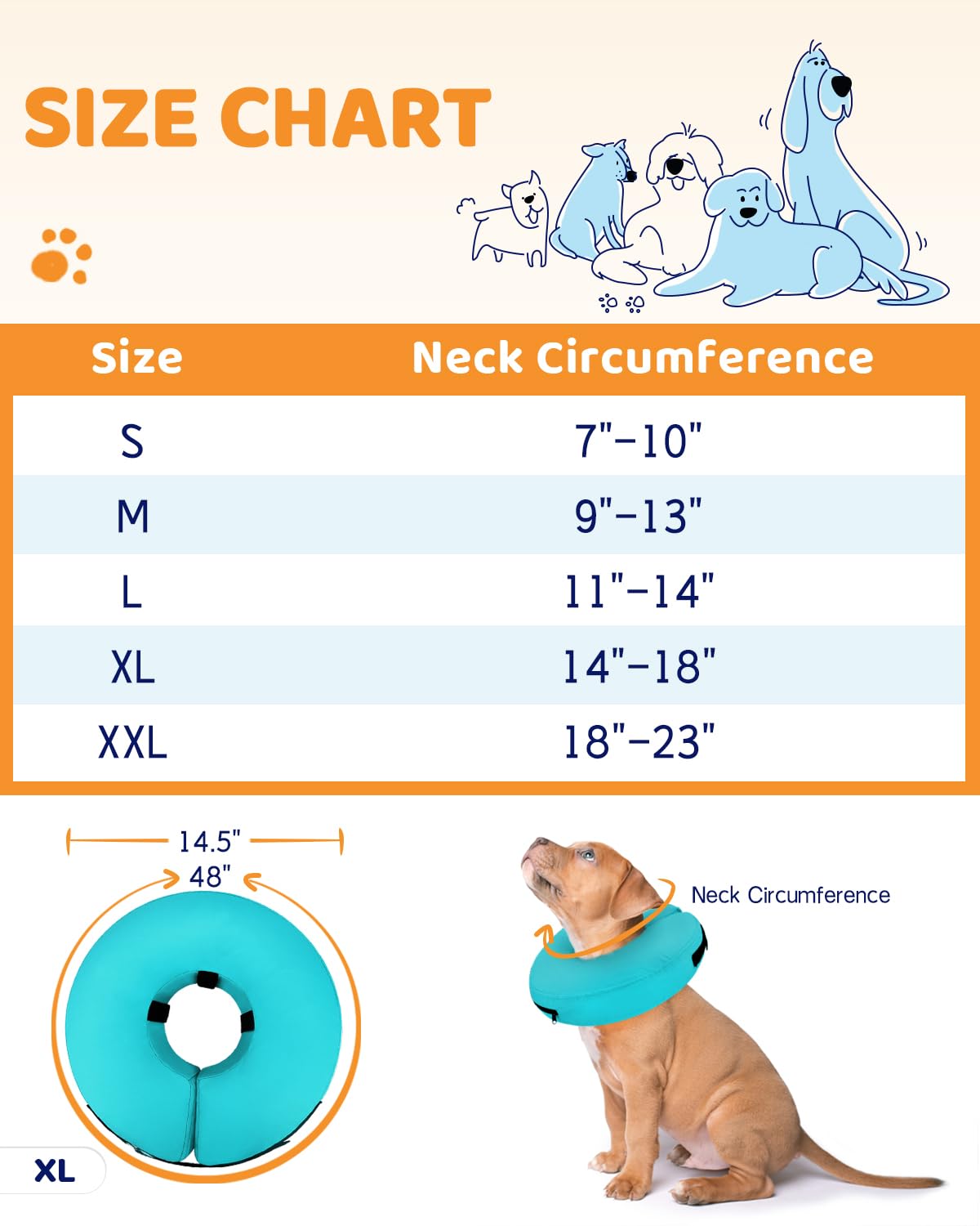 Super Inflatable Dog Cone Collar for Small Puppies Cats