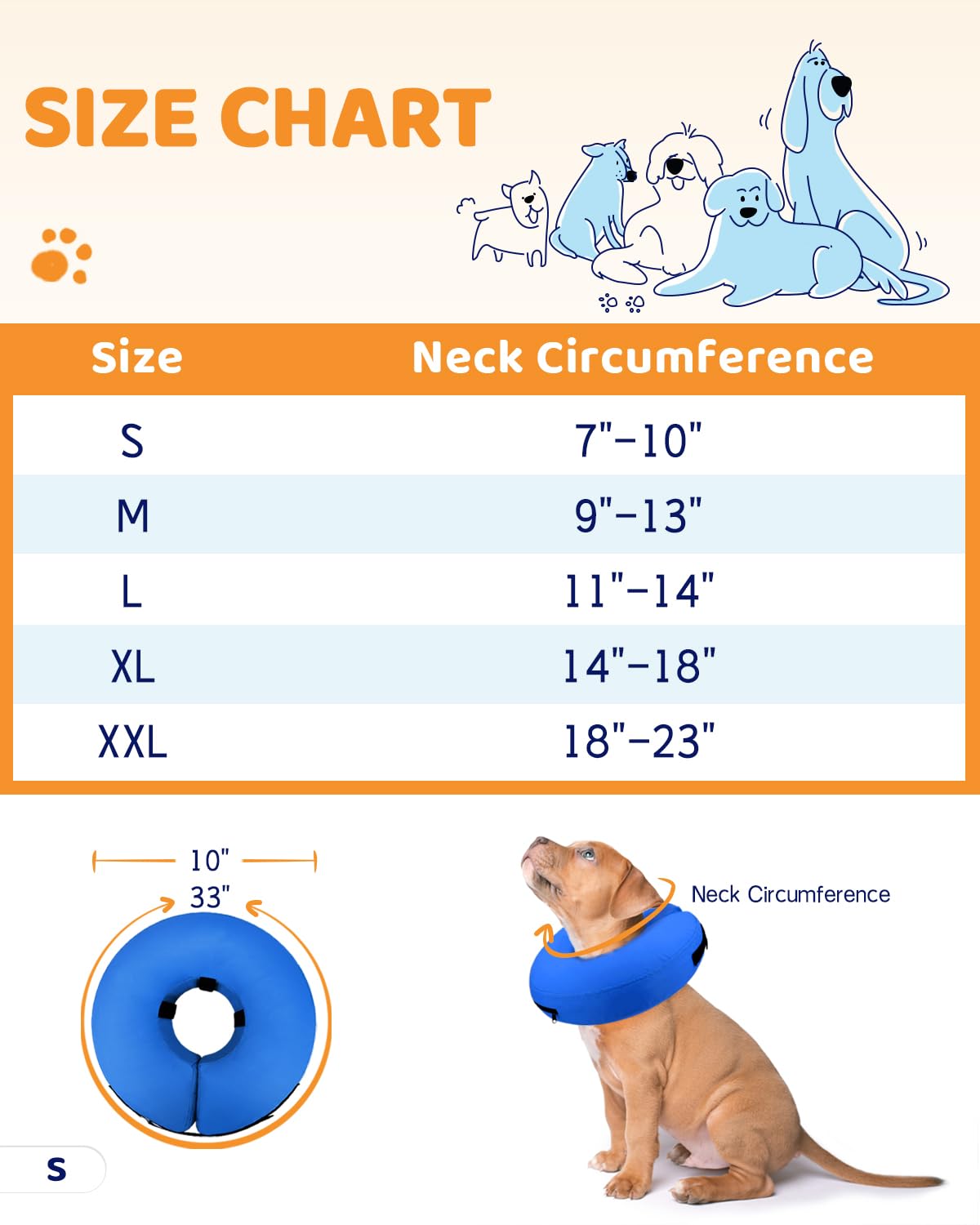 Super Inflatable Dog Cone Collar for Small Puppies Cats