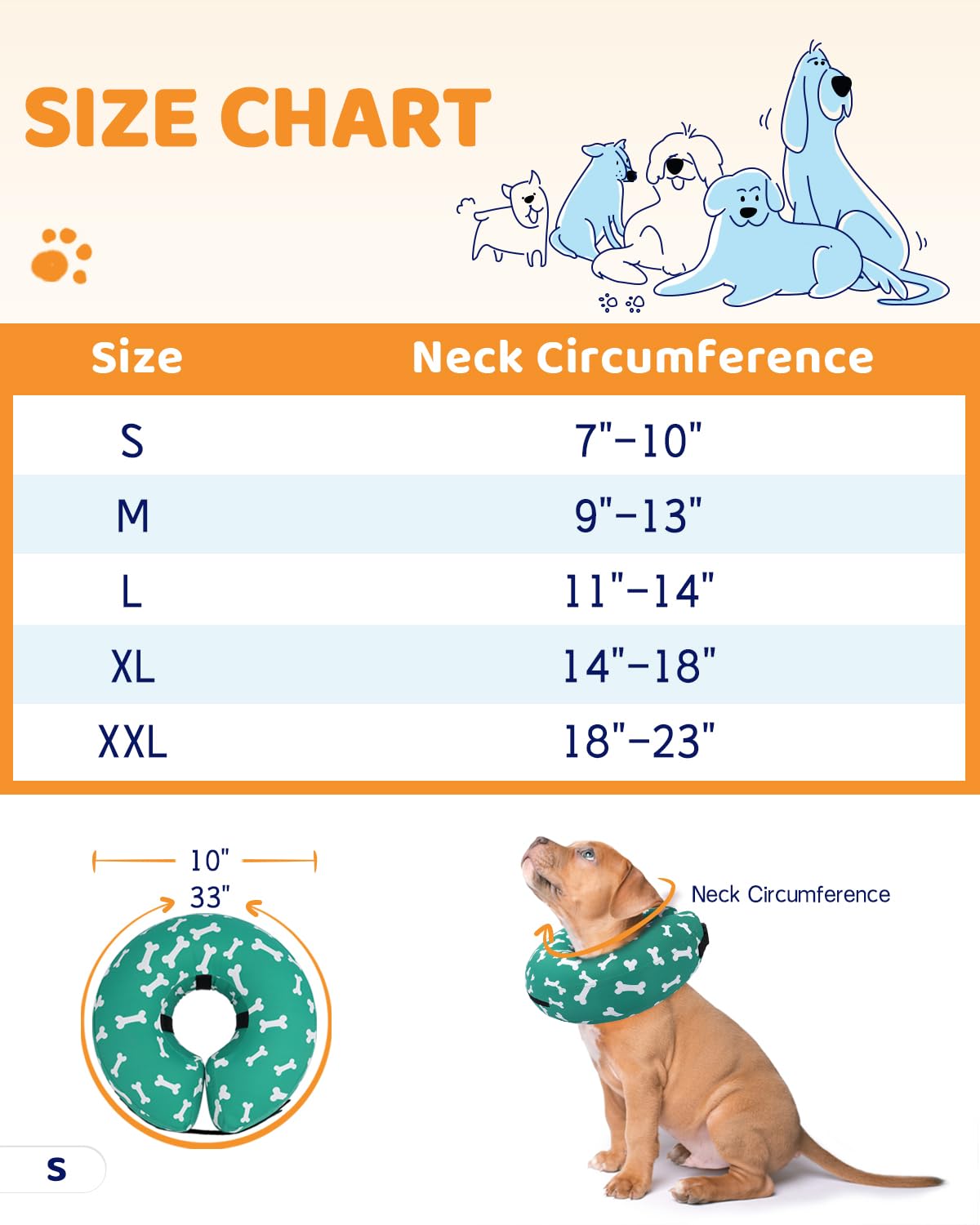 Super Inflatable Dog Cone Collar for Small Puppies Cats