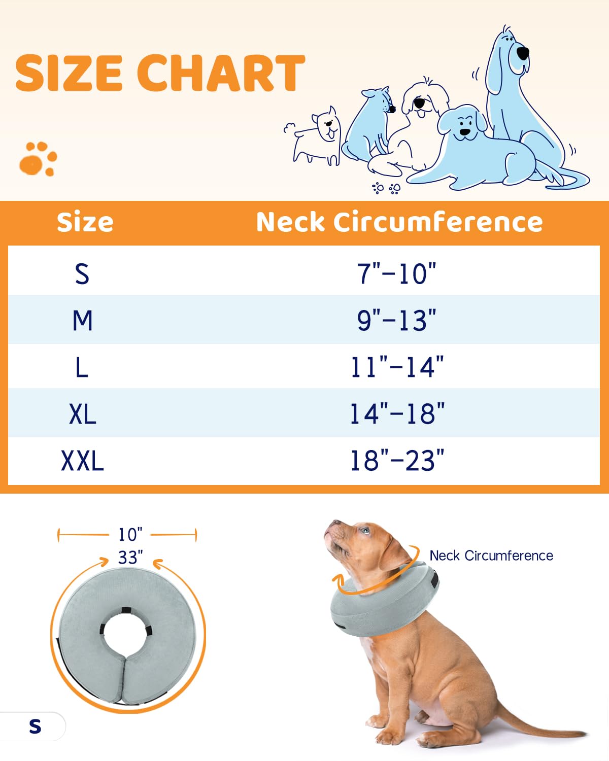 Super Inflatable Dog Cone Collar for Small Puppies Cats