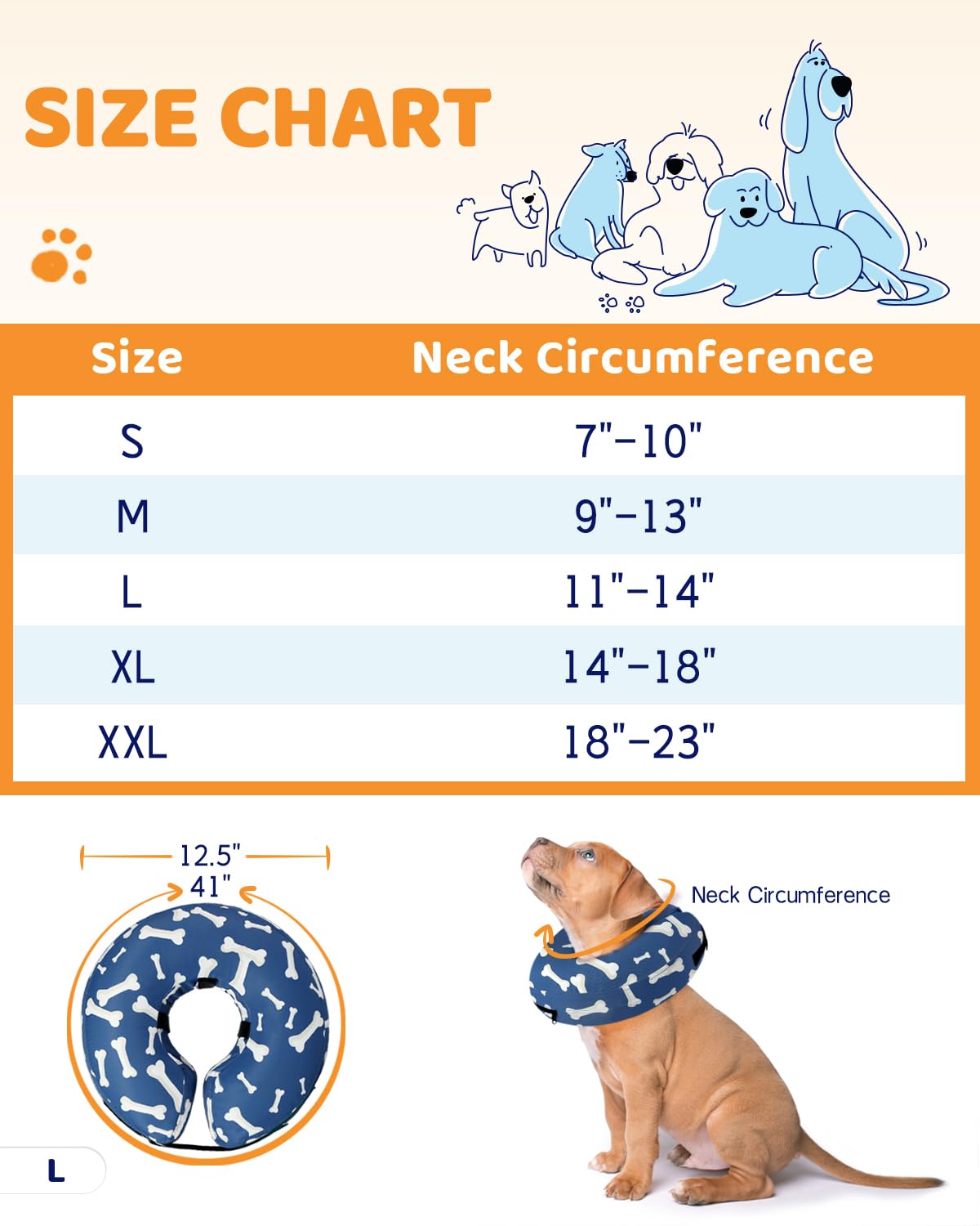 Super Inflatable Dog Cone Collar for Small Puppies Cats