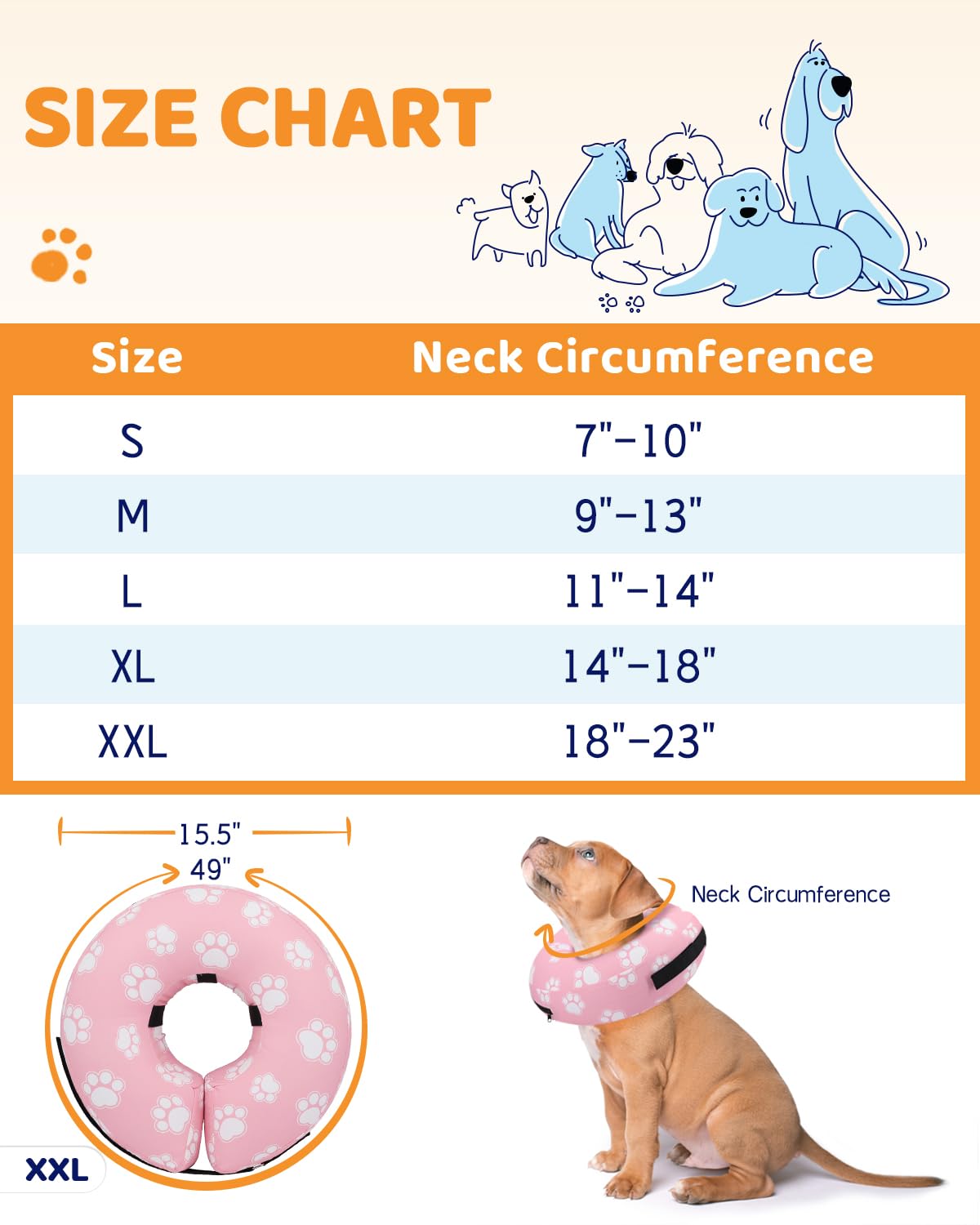 Super Inflatable Dog Cone Collar for Small Puppies Cats