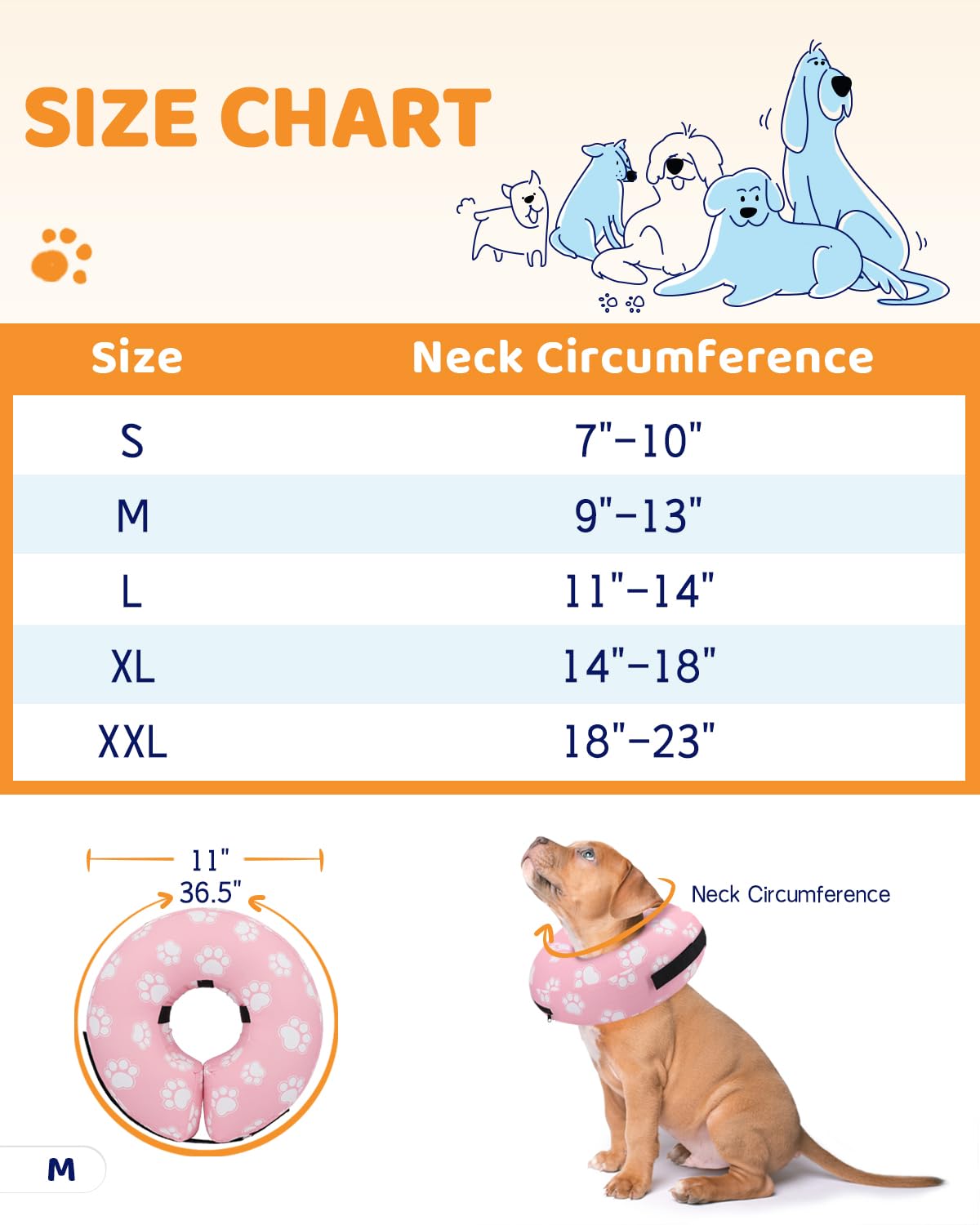 Super Inflatable Dog Cone Collar for Small Puppies Cats