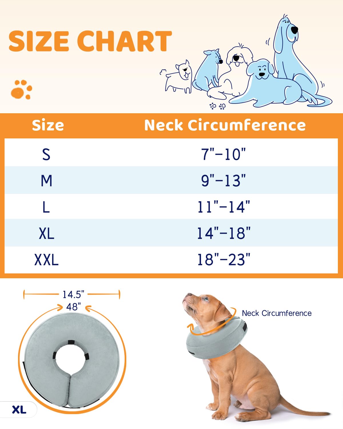 Super Inflatable Dog Cone Collar for Small Puppies Cats