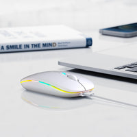 Wireless Bluetooth Mouse, Rechargeable, LED, Silent, Ultra-thin Design