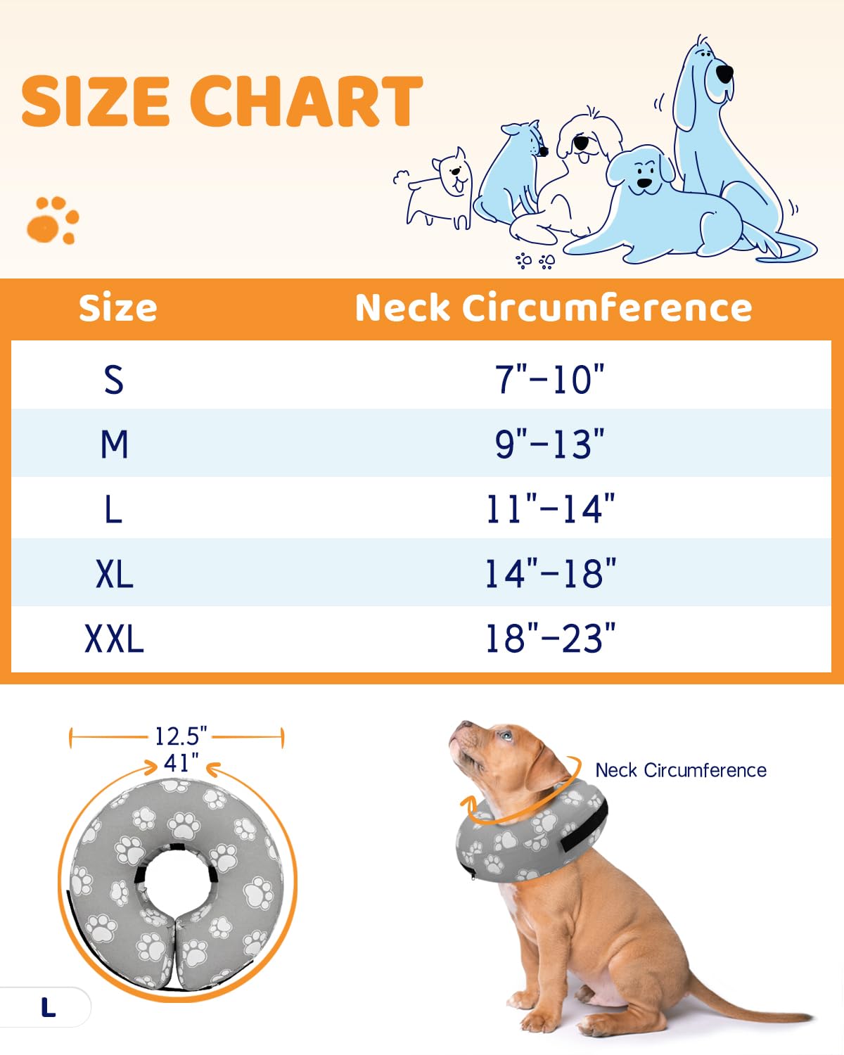 Super Inflatable Dog Cone Collar for Small Puppies Cats