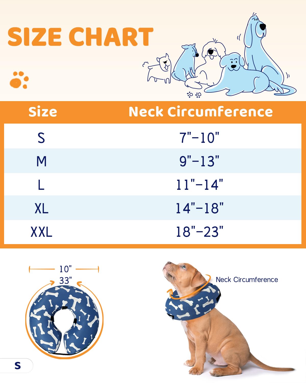 Super Inflatable Dog Cone Collar for Small Puppies Cats