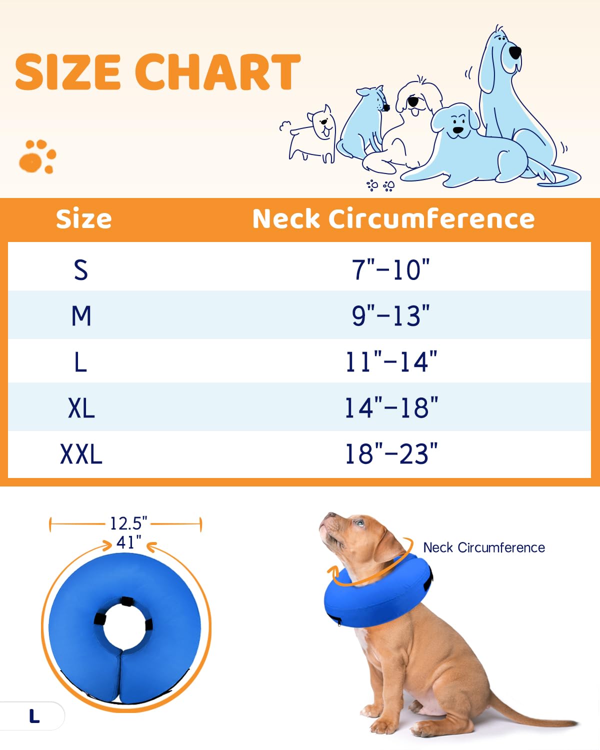 Super Inflatable Dog Cone Collar for Small Puppies Cats