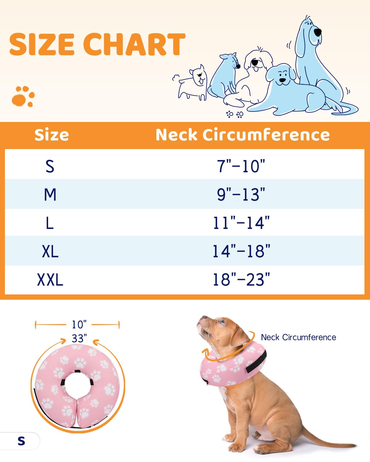 Super Inflatable Dog Cone Collar for Small Puppies Cats