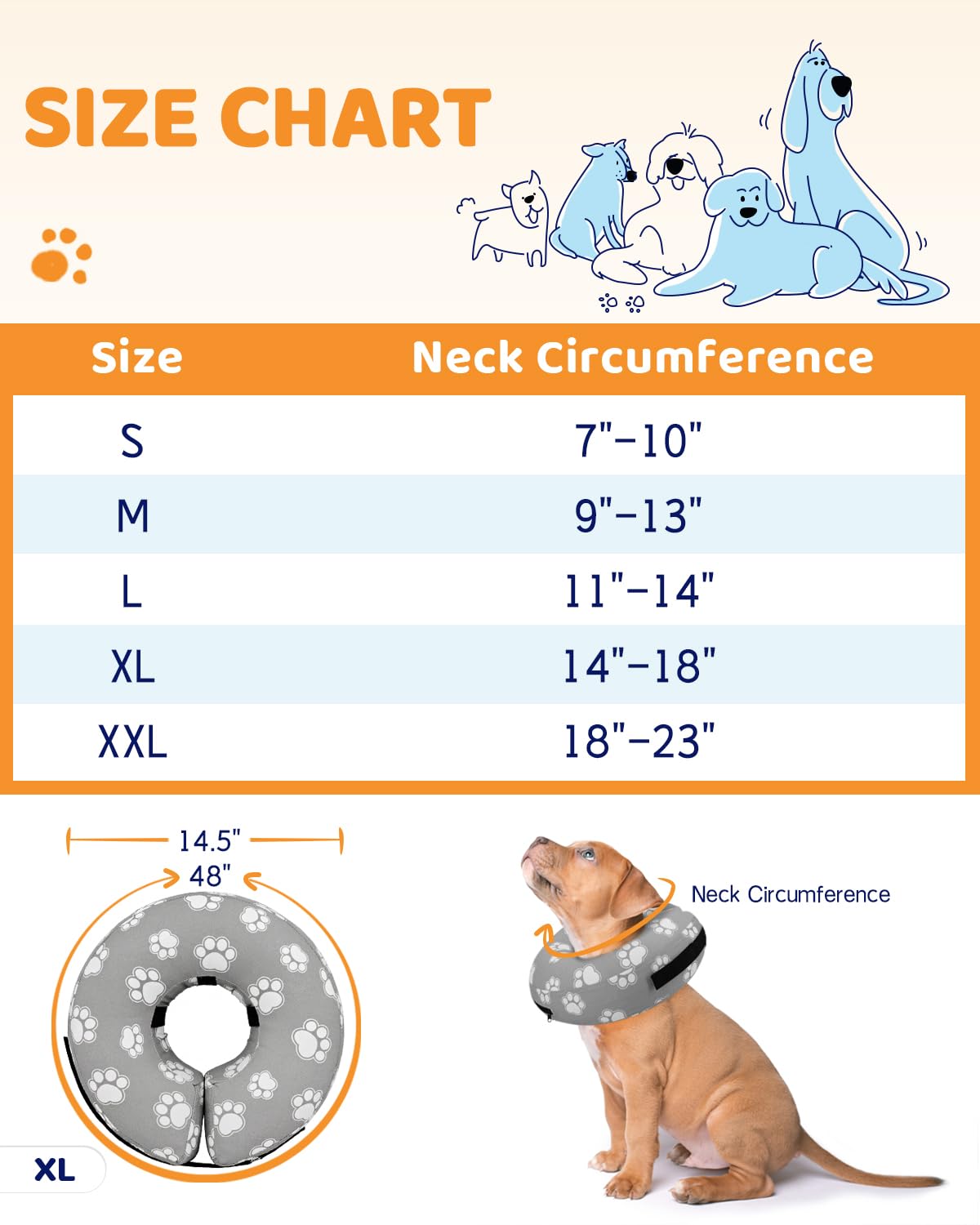 Super Inflatable Dog Cone Collar for Small Puppies Cats
