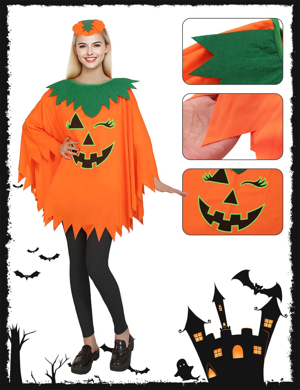 Halloween Pumpkin Costume for Women Kids