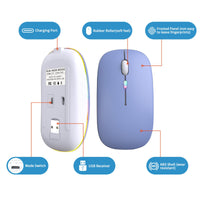 Wireless Bluetooth Mouse, Rechargeable, LED, Silent, Ultra-thin Design