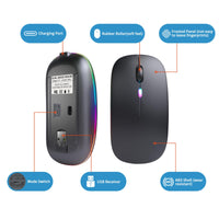 Wireless Bluetooth Mouse, Rechargeable, LED, Silent, Ultra-thin Design
