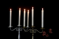 GenSwin Halloween Black Taper Flameless Candles with Ghost Hand Candlesticks