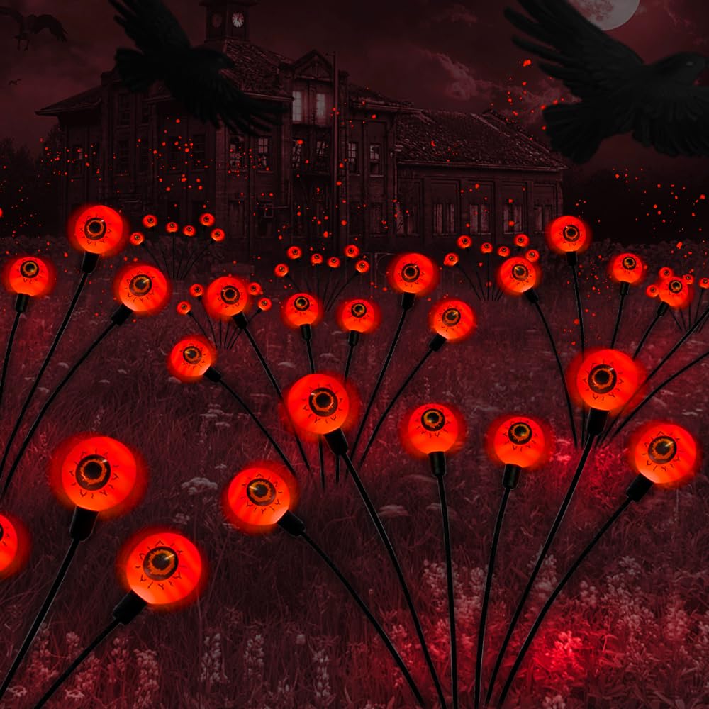 BeHiller 2-Pack Solar Halloween Eyeball Lights