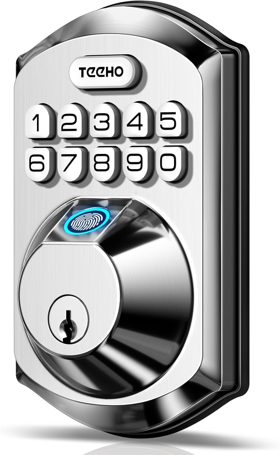 TEEHO TE002 Fingerprint Door Lock - Keyless Entry Door Lock - Electronic Keypad Deadbolt - Smart Locks for Front Door - Auto Lock - Easy Installation - Satin Nickel