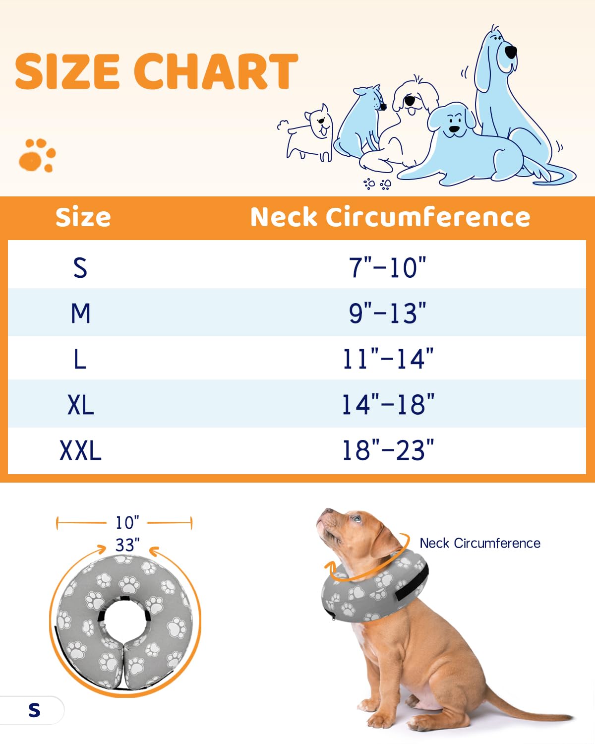 Super Inflatable Dog Cone Collar for Small Puppies Cats