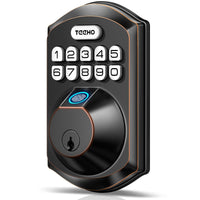 TEEHO TE002 Fingerprint Door Lock - Keyless Entry Door Lock - Electronic Keypad Deadbolt - Smart Locks for Front Door - Auto Lock - Easy Installation - Satin Nickel