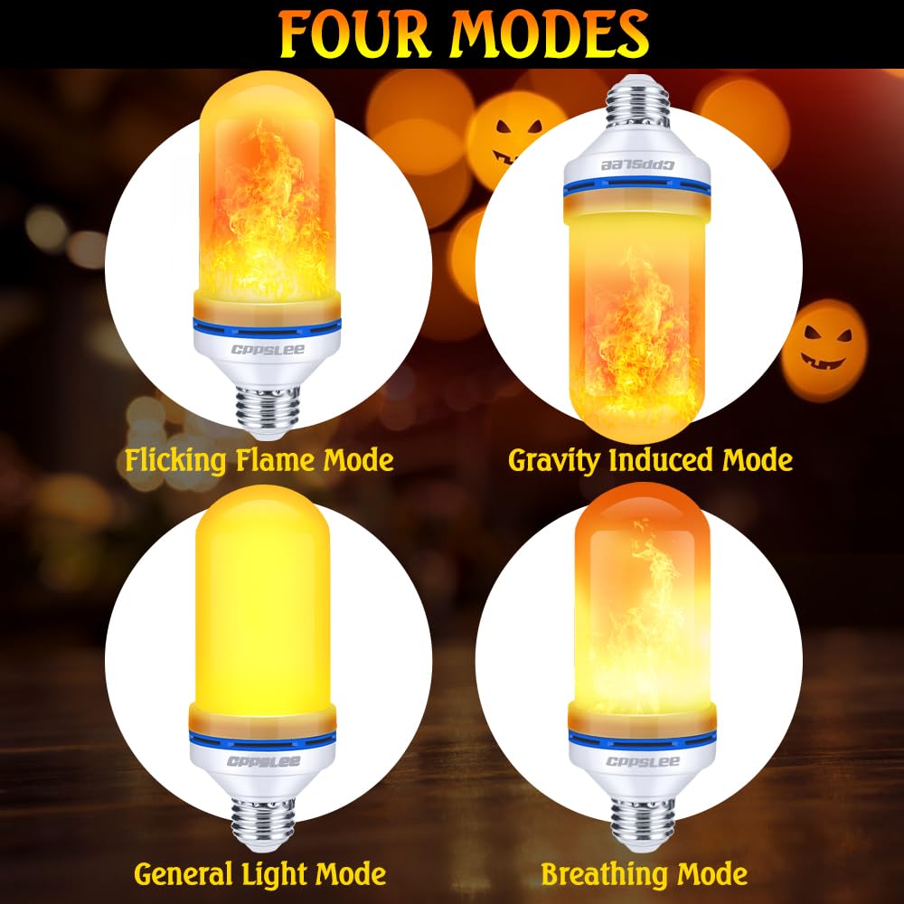 LED Flame Light Bulbs – 2 Pack, 4 Modes, E26 Base