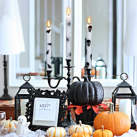 GenSwin Halloween Black Taper Flameless Candles with Ghost Hand Candlesticks