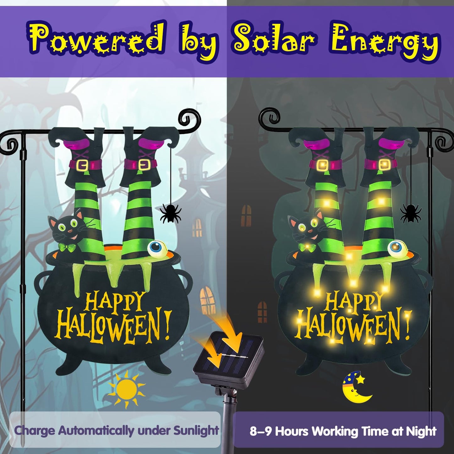 Halloween Lighted Garden Flag for Outside