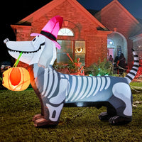 GOOSH 5.5 FT Halloween Inflatables Outdoor Decorations Skeleton Puppy