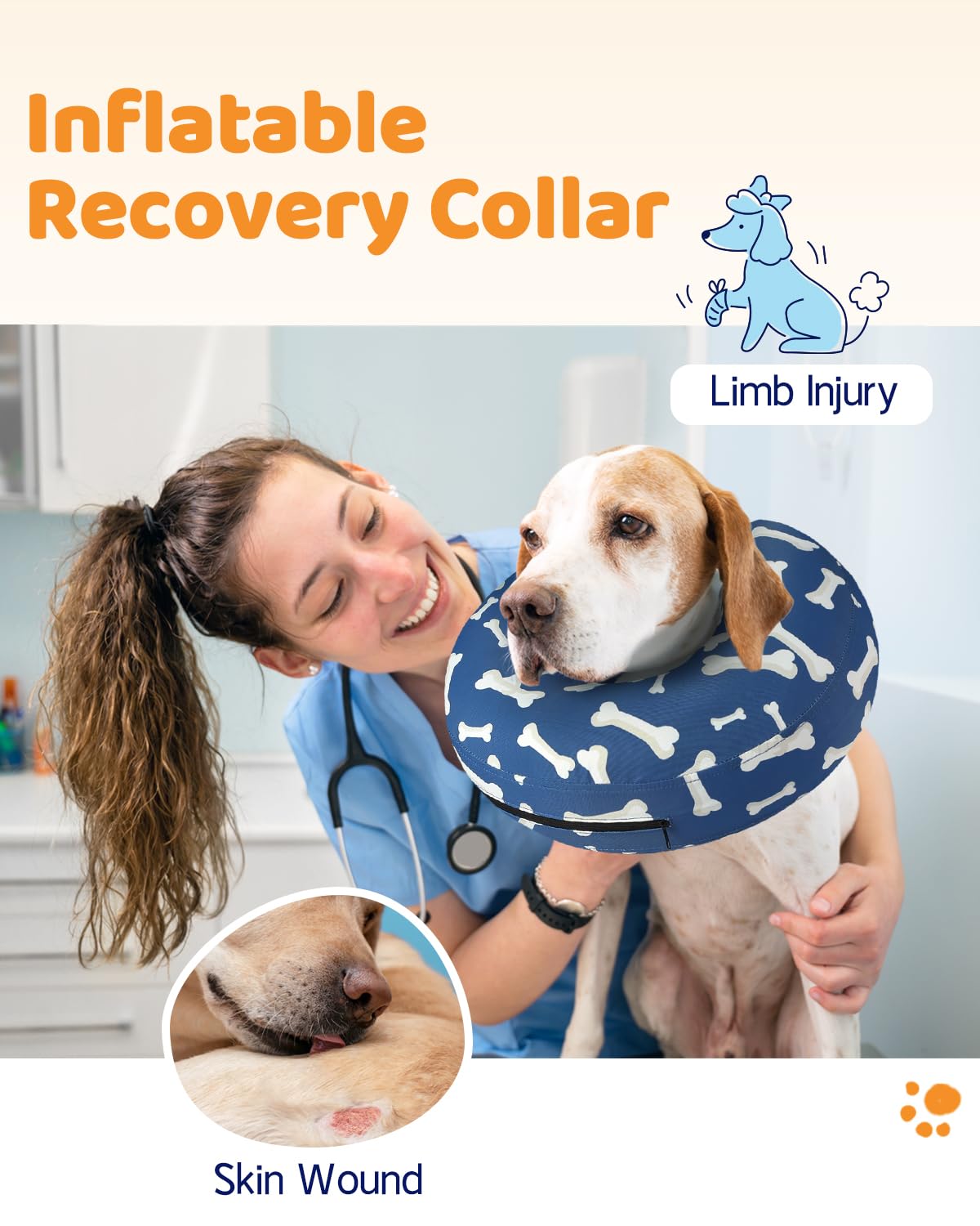 Super Inflatable Dog Cone Collar for Small Puppies Cats