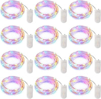 Brightown 12 Pack LED Fairy Lights Battery Operated String Lights - 7ft 20LED Waterproof Silver Wire Firefly Starry Moon Lights for DIY Crafts Wedding Table Centerpieces Party Bedroom Christmas