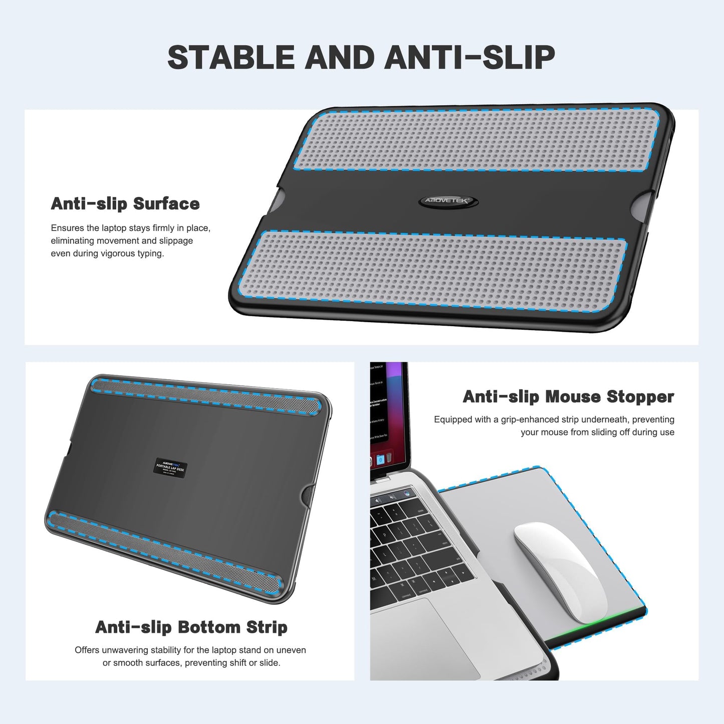 AboveTEK Portable Laptop Lap Desk w/Retractable Left/Right Mouse Pad Tray