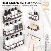 6 Pack Large Capacity Bath Organizer with Soap Holder and 12 Hooks