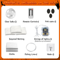 2-Pack Halloween Ghost Decorations with Remote-Controlled String Lights