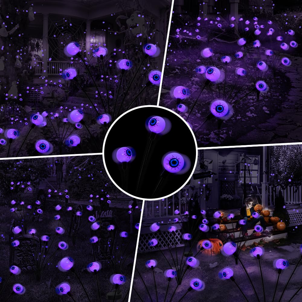 BeHiller 2-Pack Solar Halloween Eyeball Lights