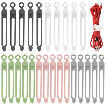 25 Pcs Silicone Cable Ties, Reusable Cable Straps Wire Organizer