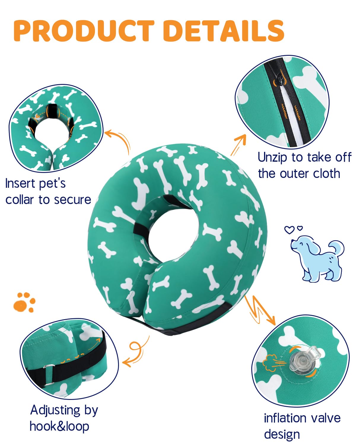 Super Inflatable Dog Cone Collar for Small Puppies Cats