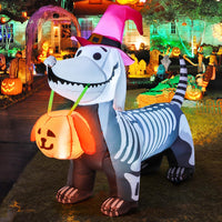 GOOSH 5.5 FT Halloween Inflatables Outdoor Decorations Skeleton Puppy