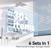6 Pack Large Capacity Bath Organizer with Soap Holder and 12 Hooks