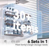 6 Pack Large Capacity Bath Organizer with Soap Holder and 12 Hooks