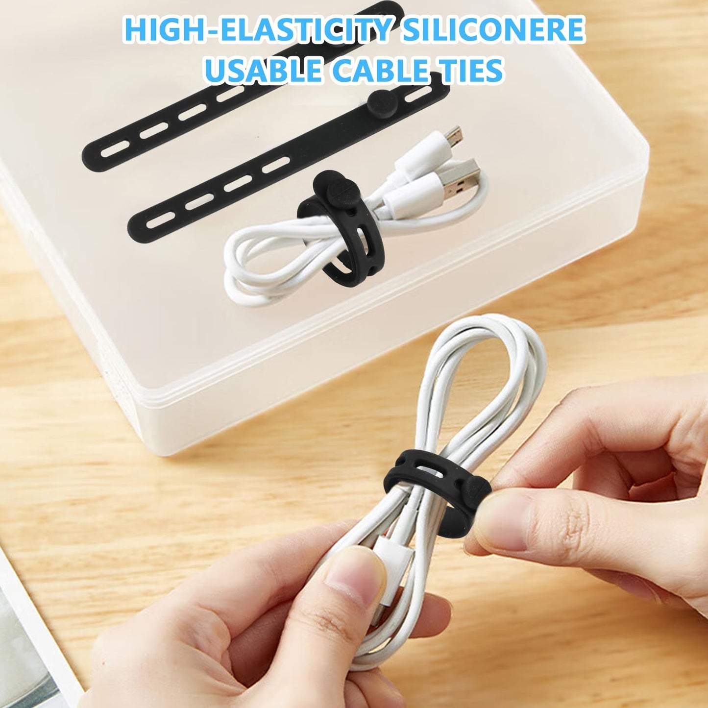 25 Pcs Silicone Cable Ties, Reusable Cable Straps Wire Organizer