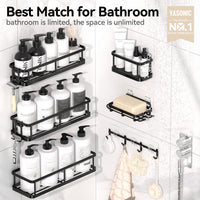 6 Pack Large Capacity Bath Organizer with Soap Holder and 12 Hooks