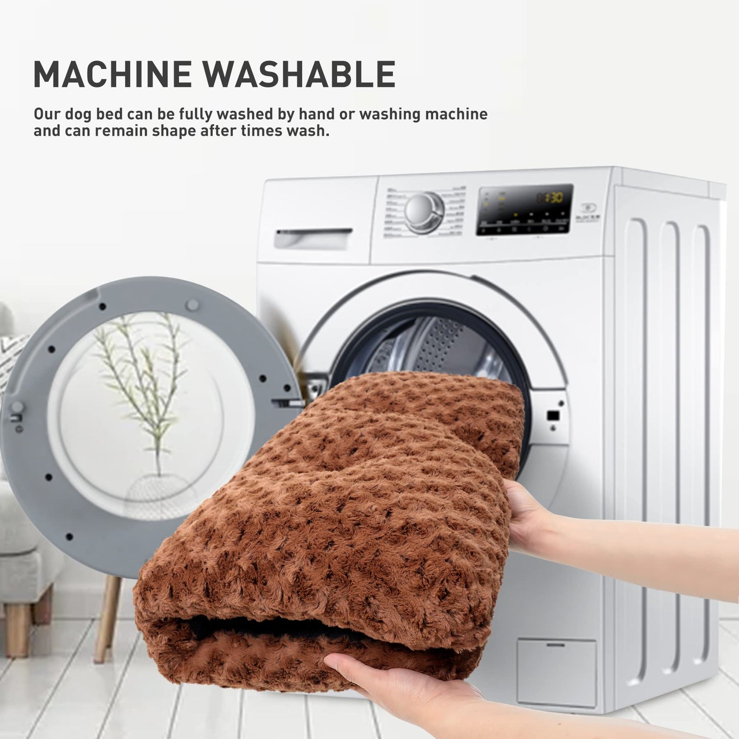 KSIIA Washable  Plush Dog Crate Beds