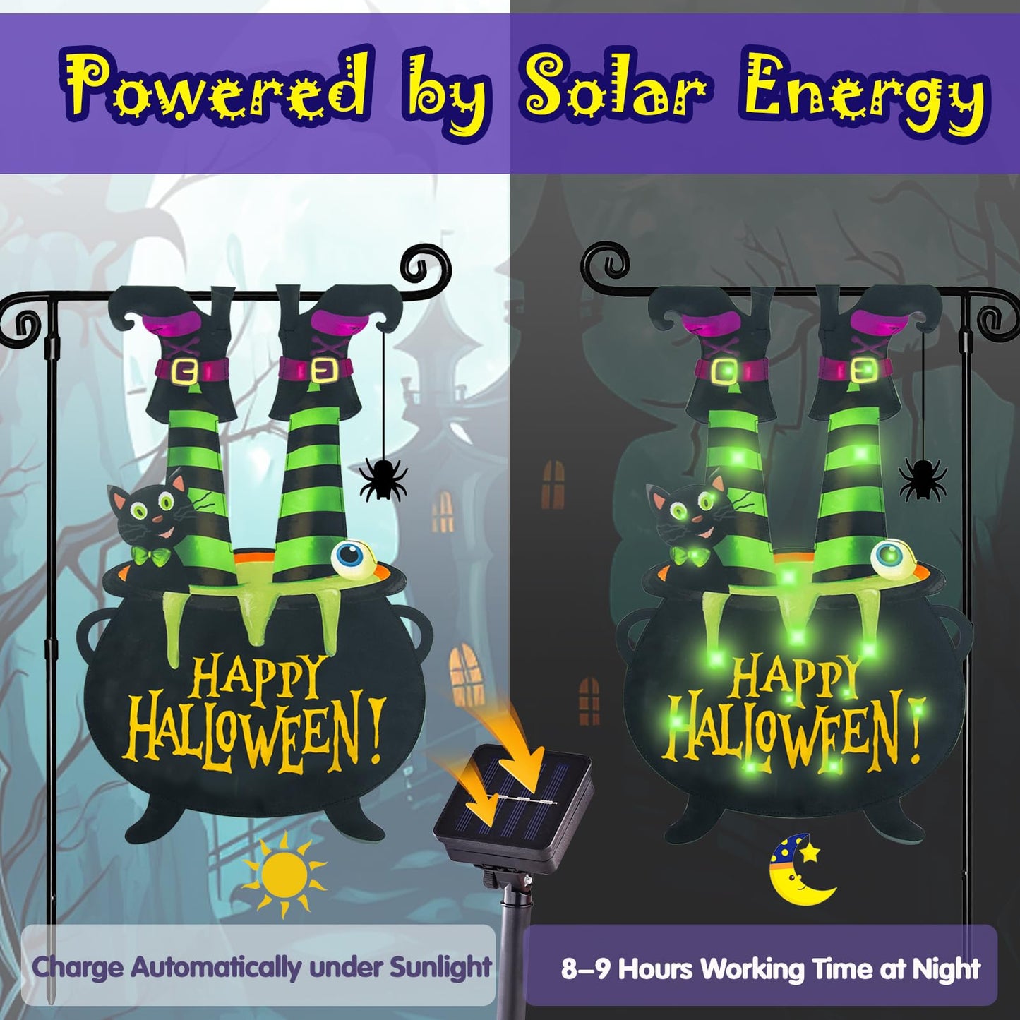 Halloween Lighted Garden Flag for Outside
